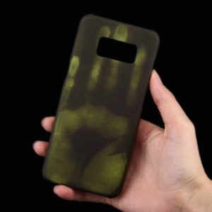 Galaxy S8 Plus Paste Skin + PC Thermal Sensor Discoloration Protective Back Cover Case (Black - Green)