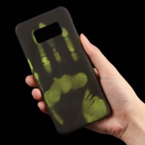 Galaxy S8 Plus Paste Skin + PC Thermal Sensor Discoloration Protective Back Cover Case (Black - Green)