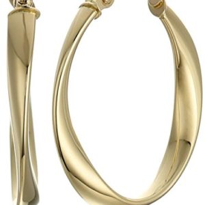 Duragold 14k Yellow Gold Twisted Oval Hoop Earrings